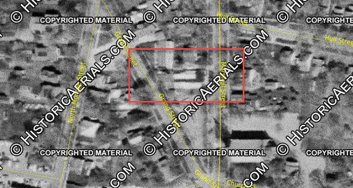 Shorts Drive-In (B&K Root Beer, Allens Root Beer, B-K Root Beer, BK Root Beer) - 1958 Aerial Of Original Grand St Location Of B-K (newer photo)